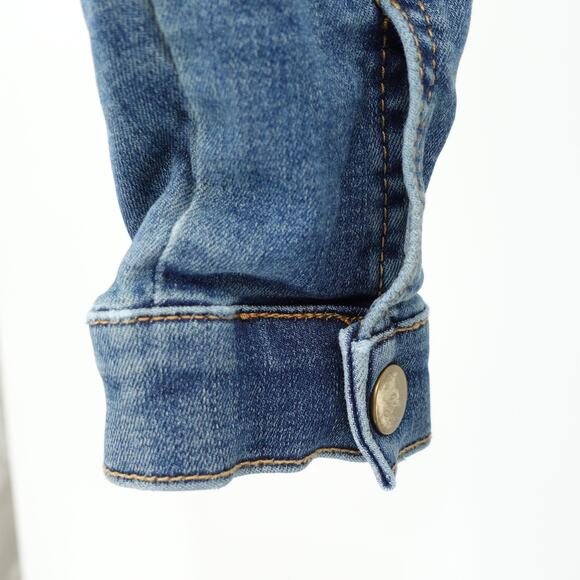 Free People Denim Jumpsuit SZ XS Zip Up Long Sleeve Collared Workwear Utility - Picture 4 of 11